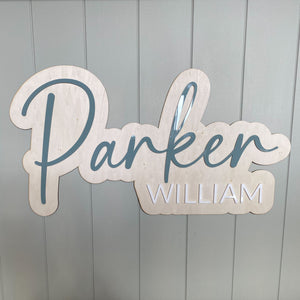 Double Name Plaque - Acrylic and Wood