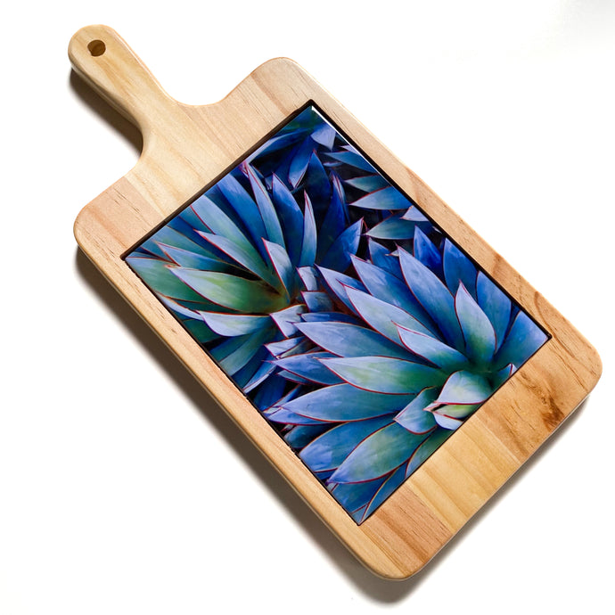 Serving Board with Ceramic Art Tile - Botanical