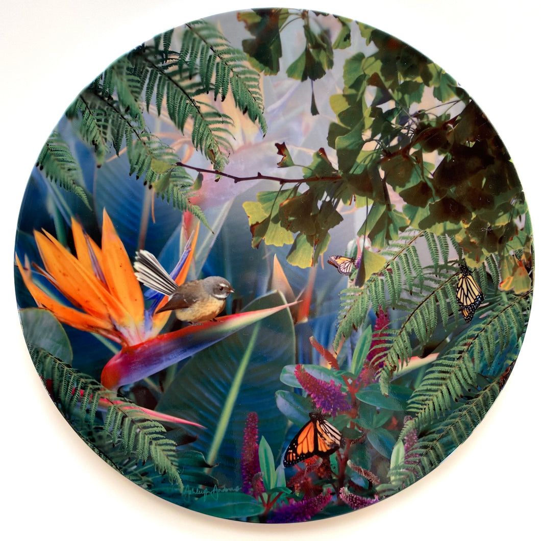 Ceramic Wall Art Tile 20cm - Tropical Garden Paradise